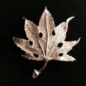 REJA Rhinestone Leaf Brooch